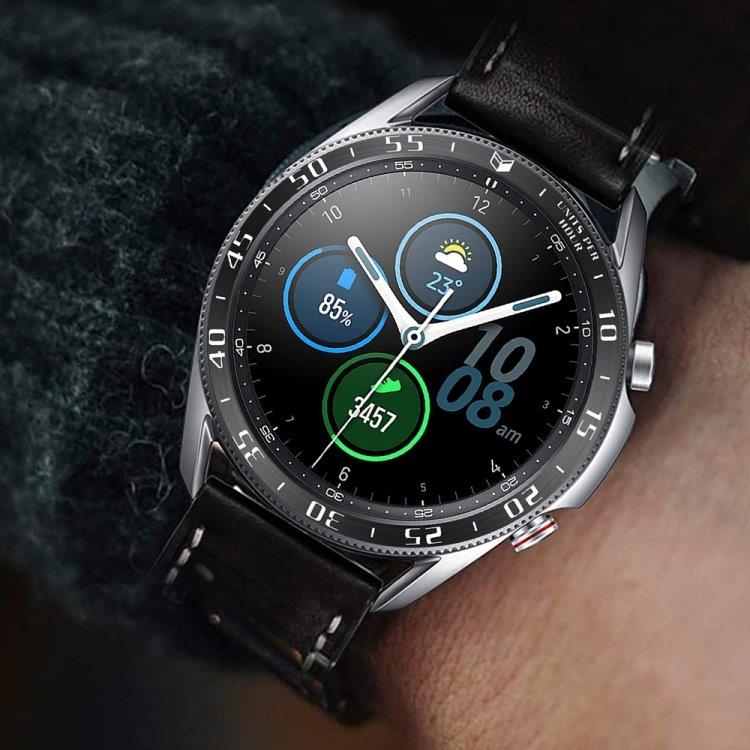 Klockram till Samsung Galaxy Watch 3 45mm - Svart ring med vita tecken