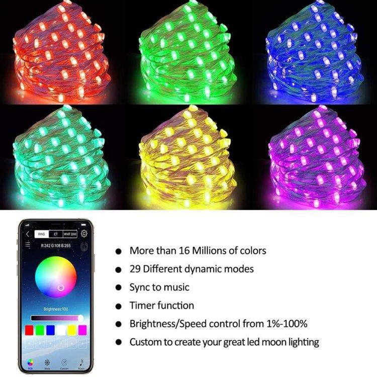 Flexibel 15m RGB LED-list / Ljusslinga / LED-Strip Bluetooth APP multifärg