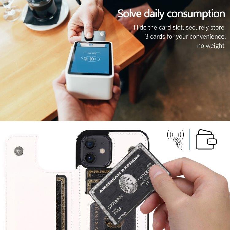 Stötsäkert mobilskal med korthållare till iPhone 12 mini - Vit