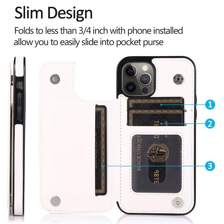 Stötsäkert mobilskal med korthållare till iPhone 12 Pro Max - Vit