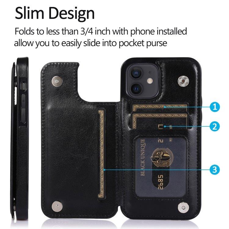 Stötsäkert mobilskal med korthållare till iPhone 12 mini - Svart