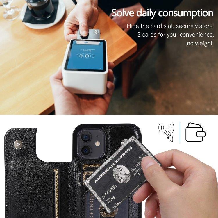 Stötsäkert mobilskal med korthållare till iPhone 12 mini - Svart