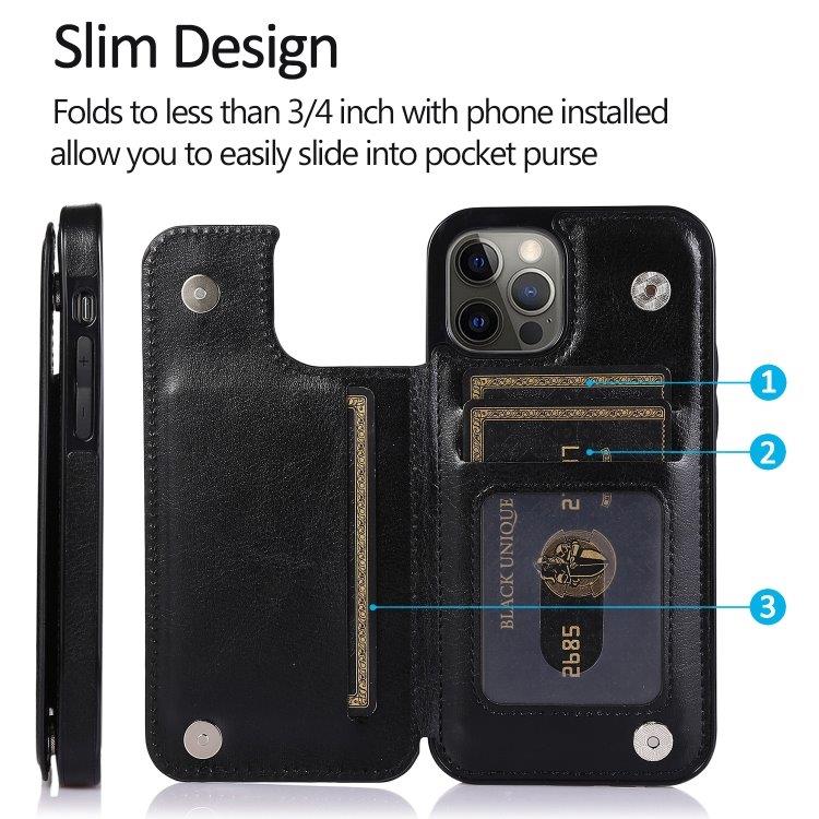 Stötsäkert mobilskal med korthållare till iPhone 12 Pro Max - Svart