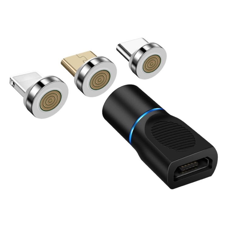 Adapter med magnetfäste för laddning av mobiltelefon - från Micro USB till USB-C, iPhone och Micro USB