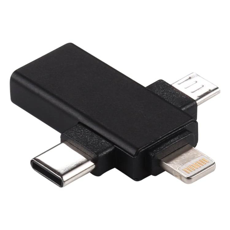 3-i-1-adapter från USB 3.0 till iPhone + Micro USB + USB-C