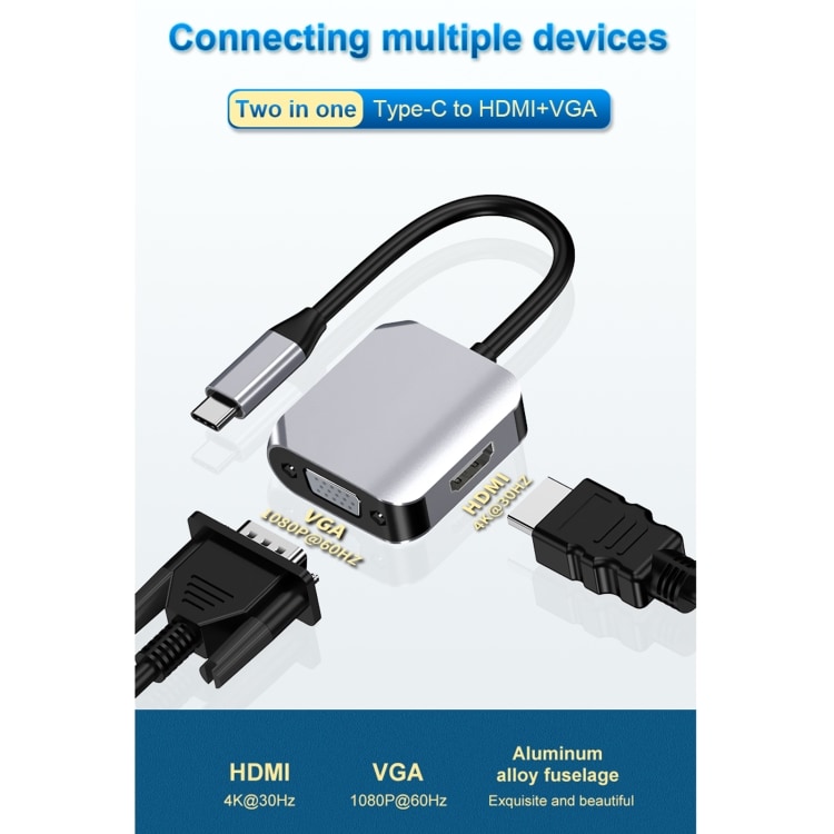 2-i-1-adapter USB-C till HDMI + VGA