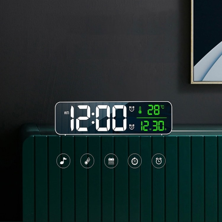Liten och praktisk klocka med alarm och termometer - Svart