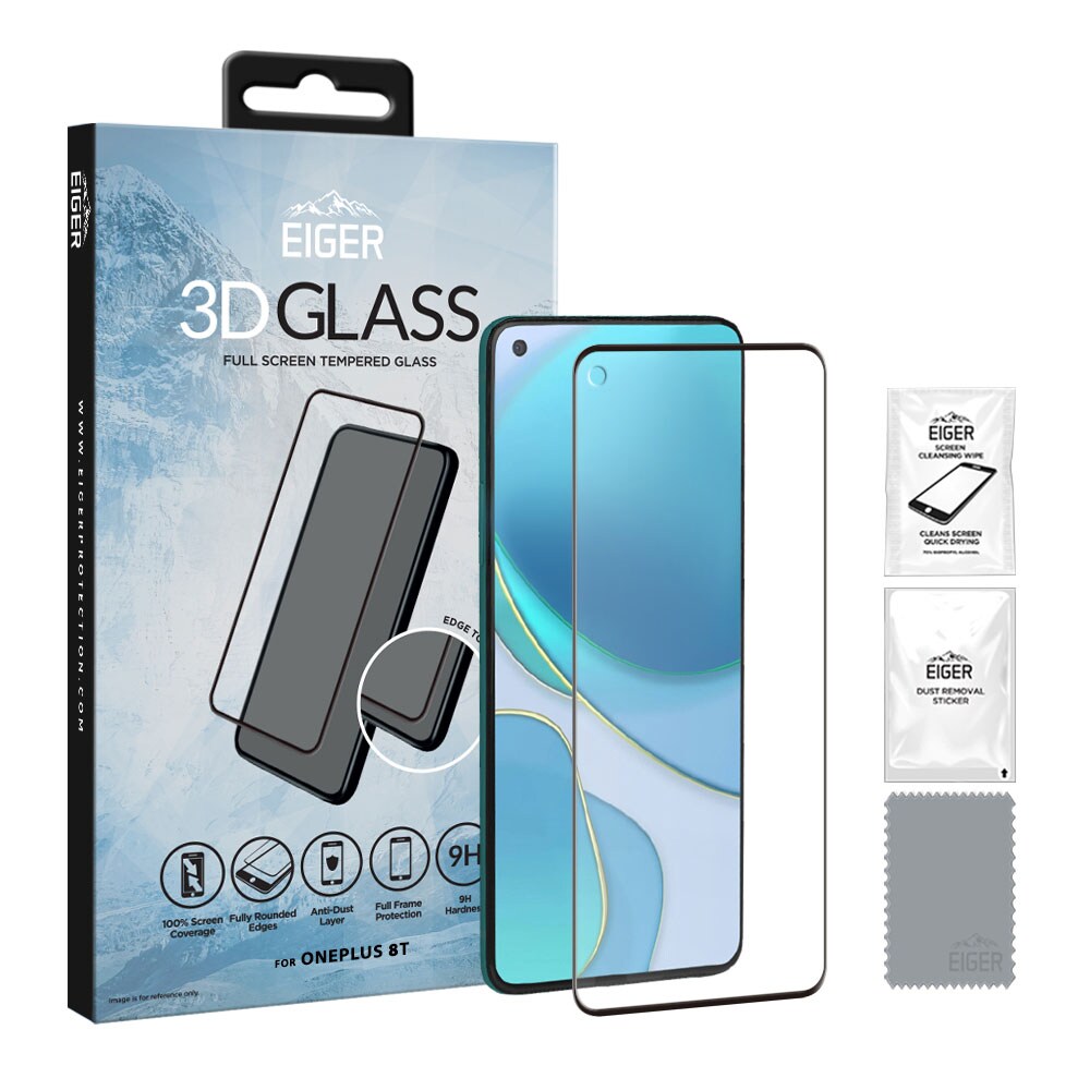 Eiger Tempererat Skärmskydd 3D OnePlus 8T Klar/svart