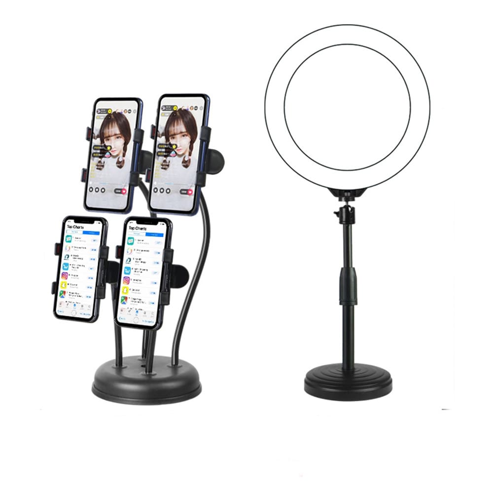 LED Selfiering med Mobilställ för 4 mobiler