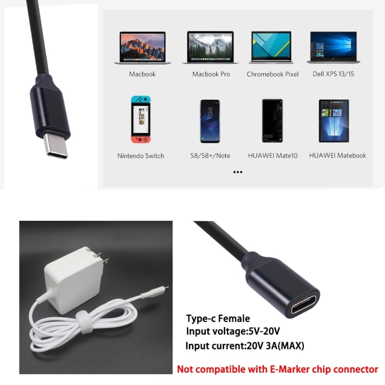 1.5m förlängningskabel till USB-C