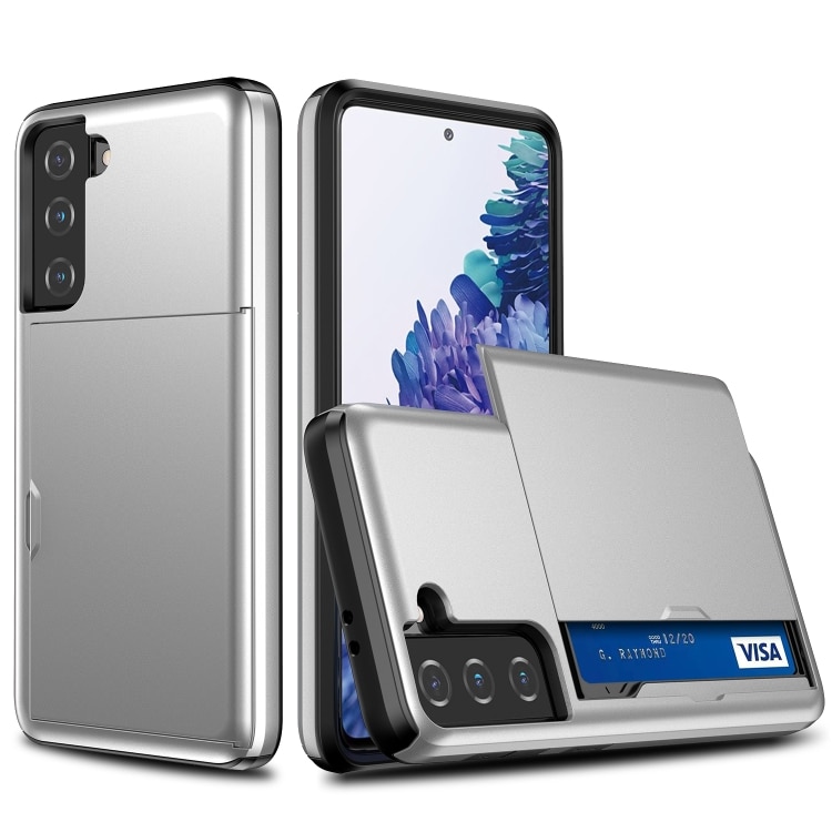 Bakskal med smart kortfack till Samsung Galaxy S21+ 5G - Silver