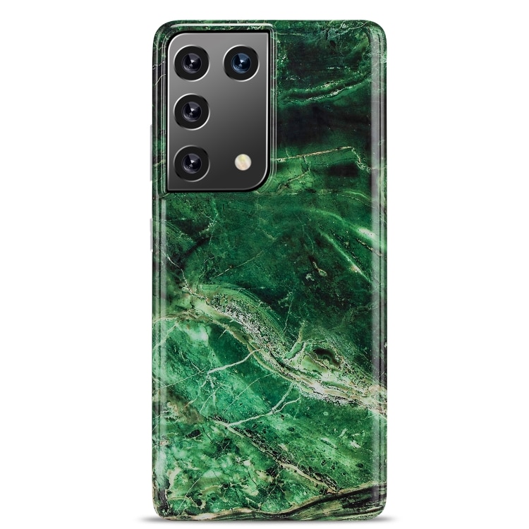Skal med marmortextur till Samsung Galaxy S21 Ultra - Grön