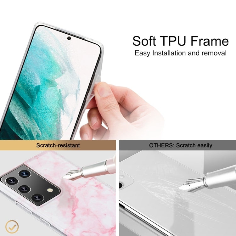 Skal med marmortextur till Samsung Galaxy S21 Ultra - Vit