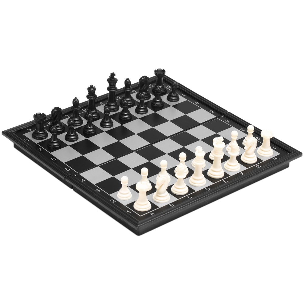Schack Set - Svart/Vita Pjäser 32x32cm