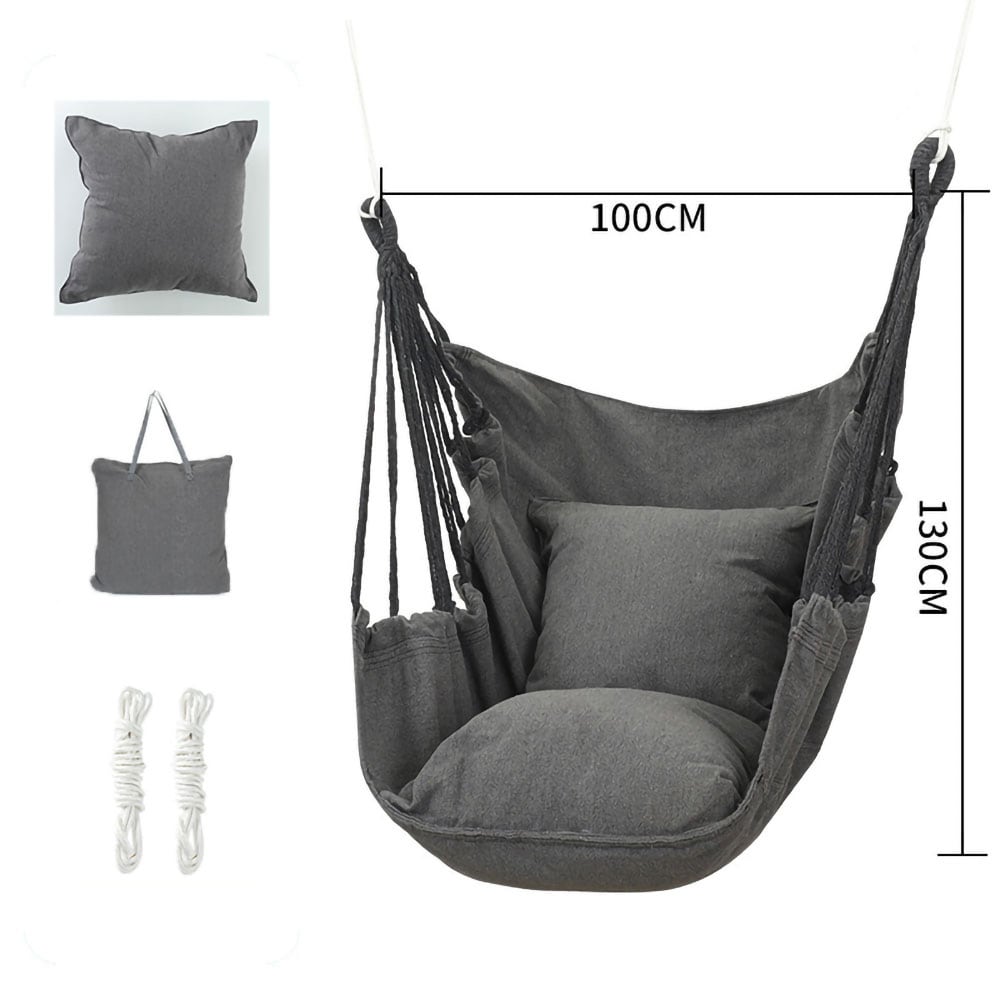 Hängstol mörkgrå 100 x 130 cm / hängande stol för uteplats / hammockstol med rep / avkopplingsstol