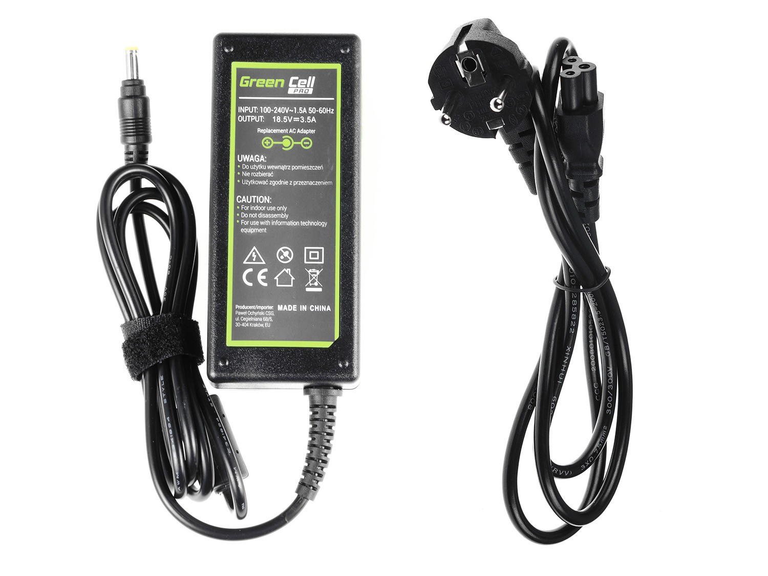 Green Cell laddare / AC Adapter till HP 65W / 18.5V 3.5A / 4.8mm-1.7mm