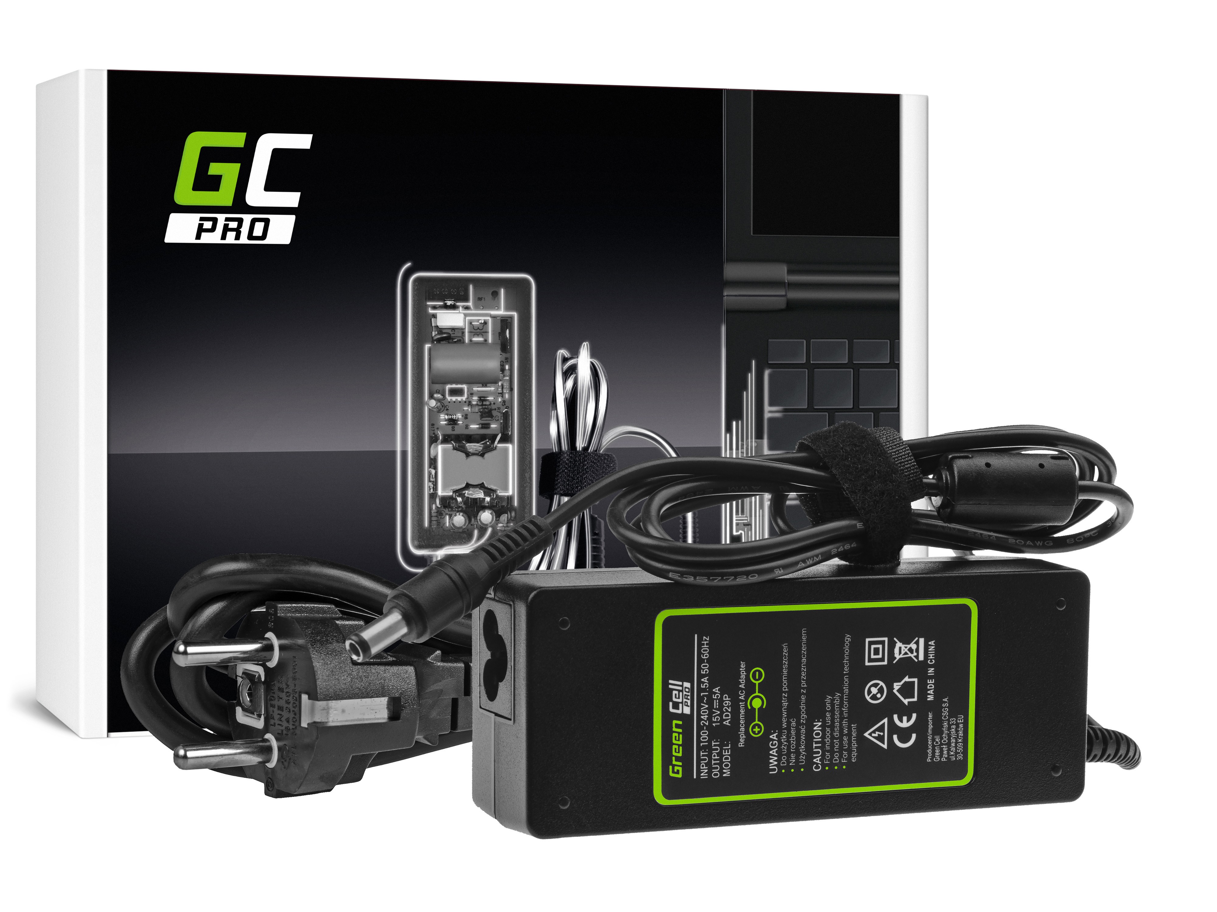 Green Cell PRO laddare / AC Adapter till Toshiba Tecra A10 A11 -15V 5A 75W