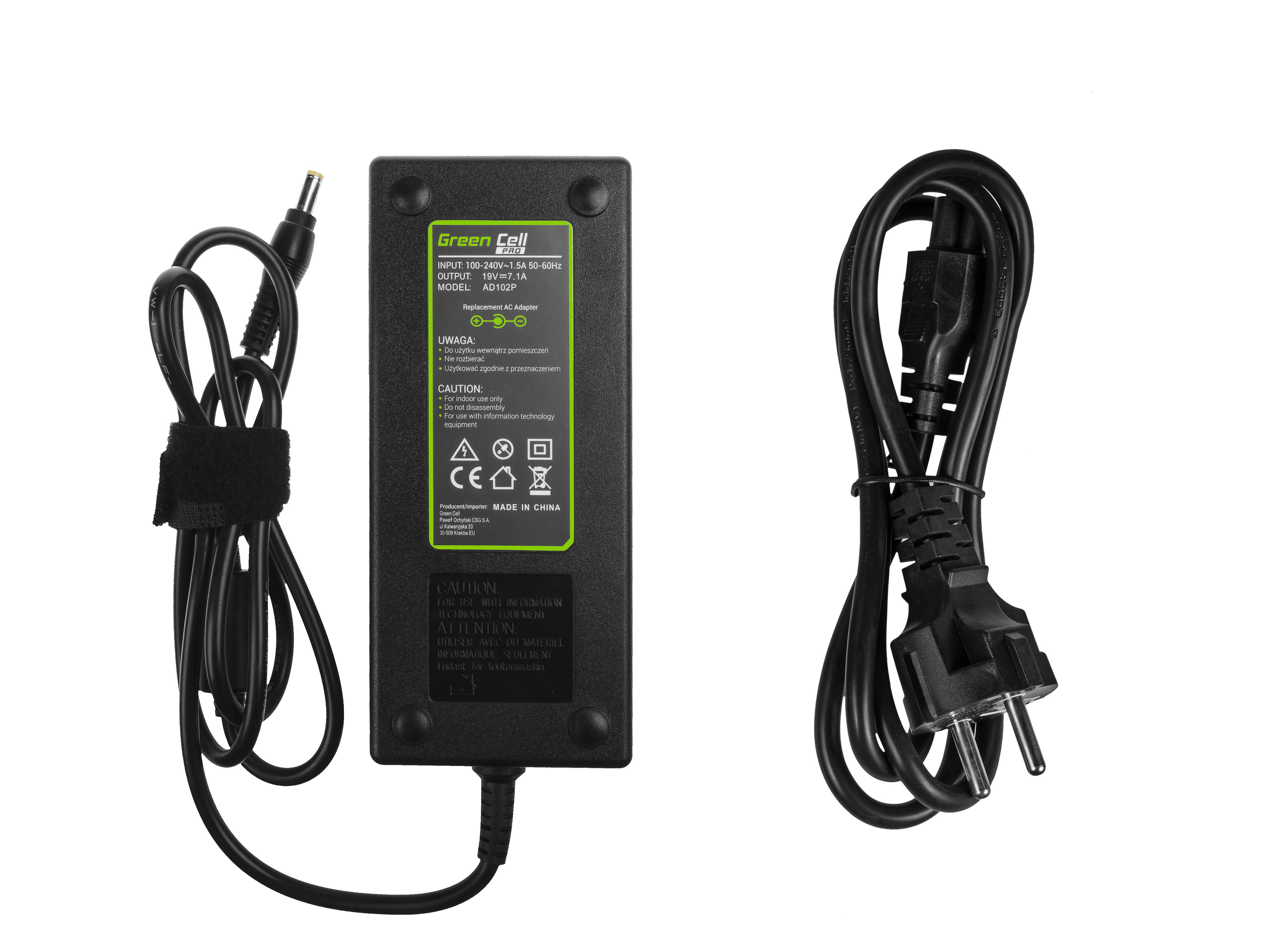 Green Cell PRO laddare / AC Adapter till Acer Aspire Nitro V15 -19V 7.1A 130W