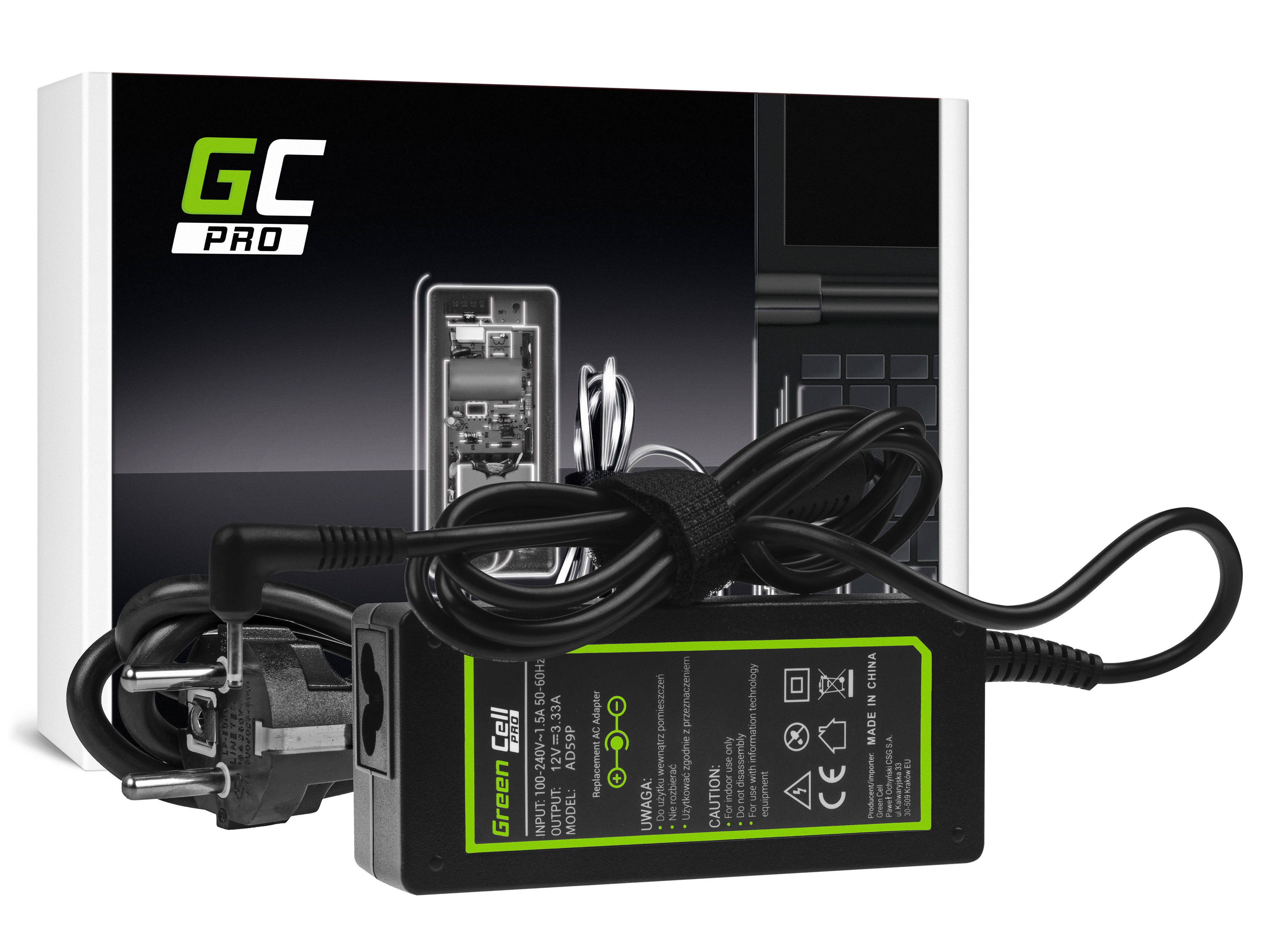 Green Cell PRO laddare / AC Adapter till Samsung 500C 12V 3.33A 40W