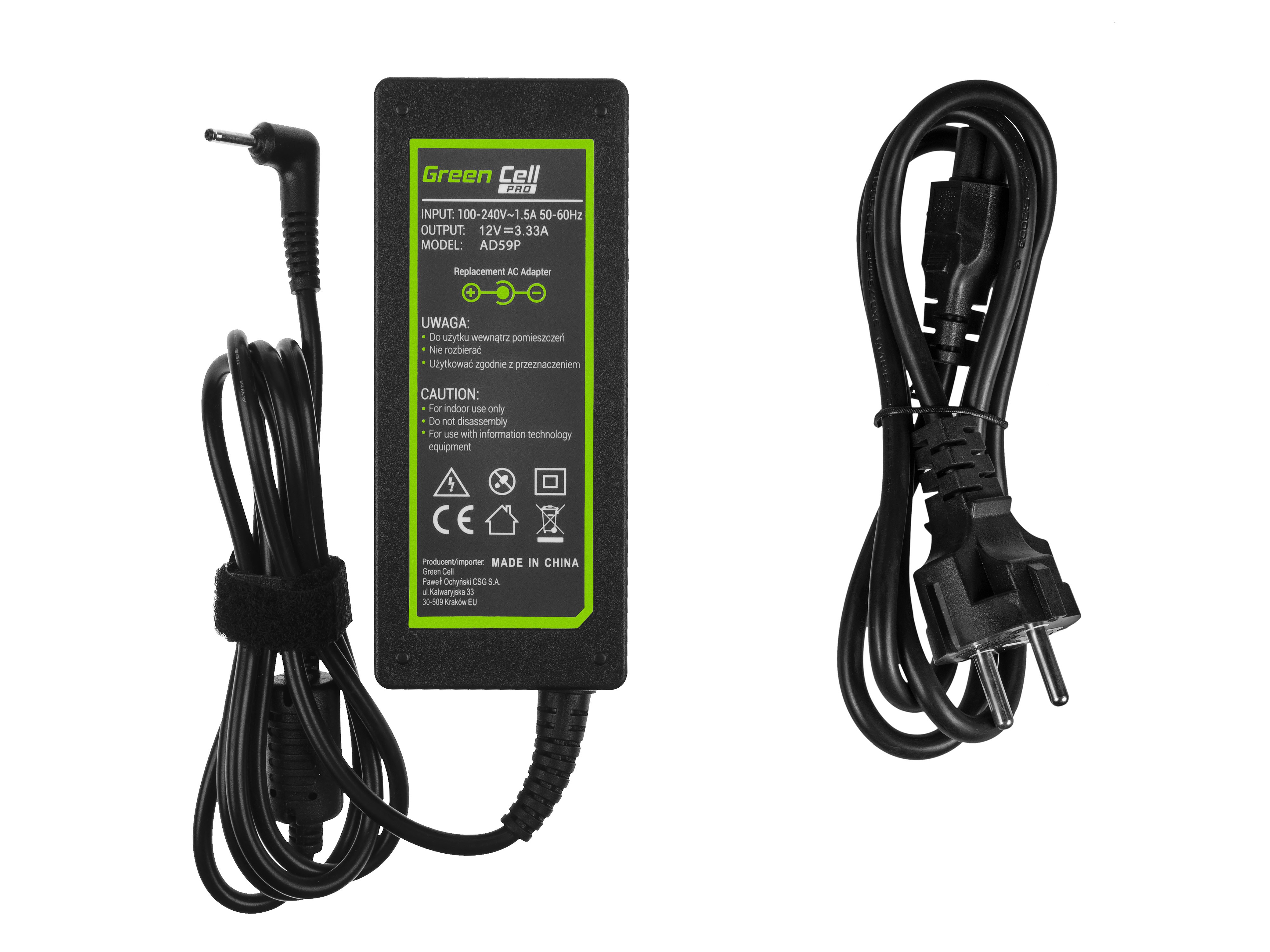 Green Cell PRO laddare / AC Adapter till Samsung 500C 12V 3.33A 40W
