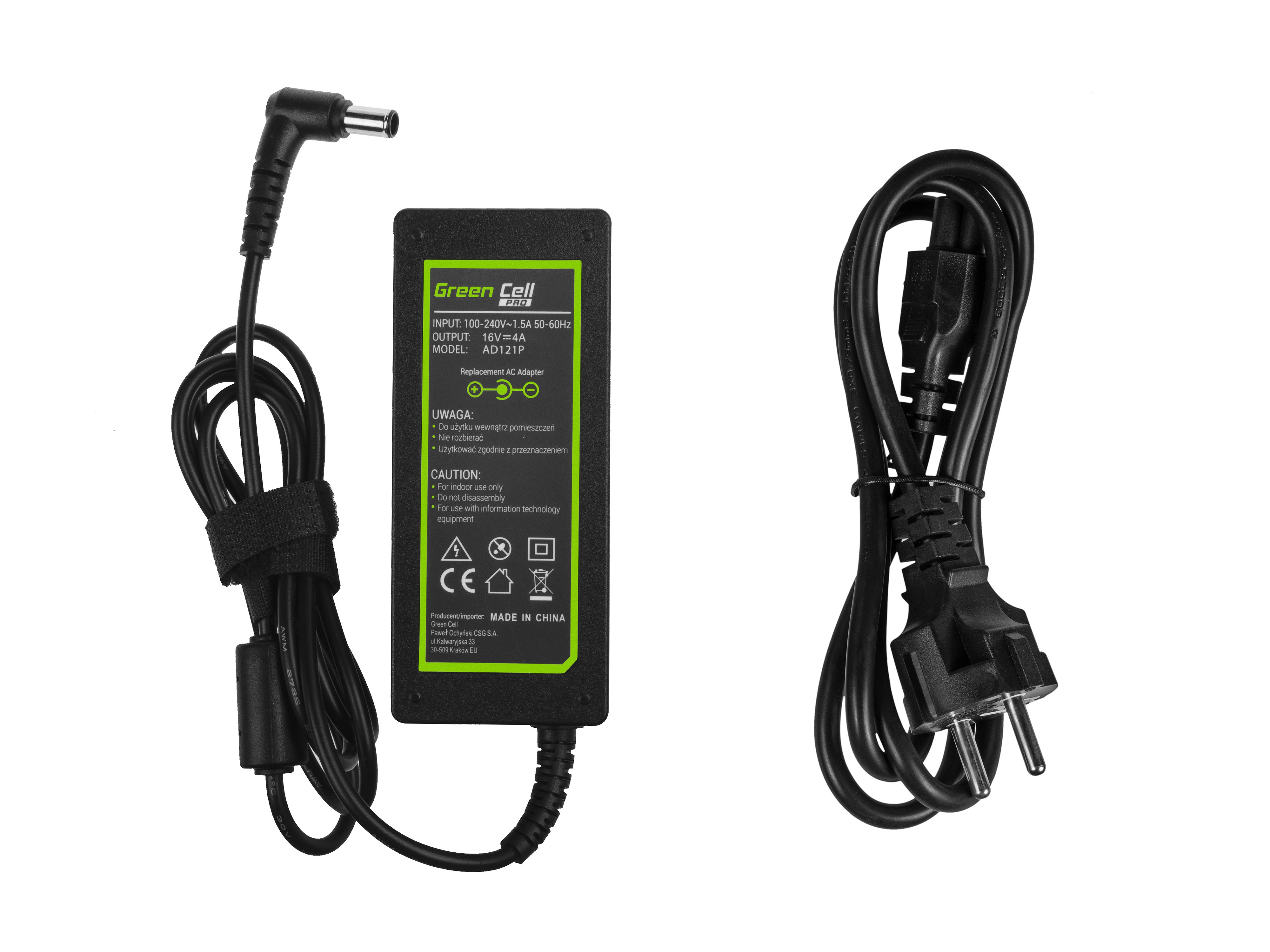 Green Cell PRO laddare / AC Adapter till Sony Vaio PCG-R505 -16V 4A 64W