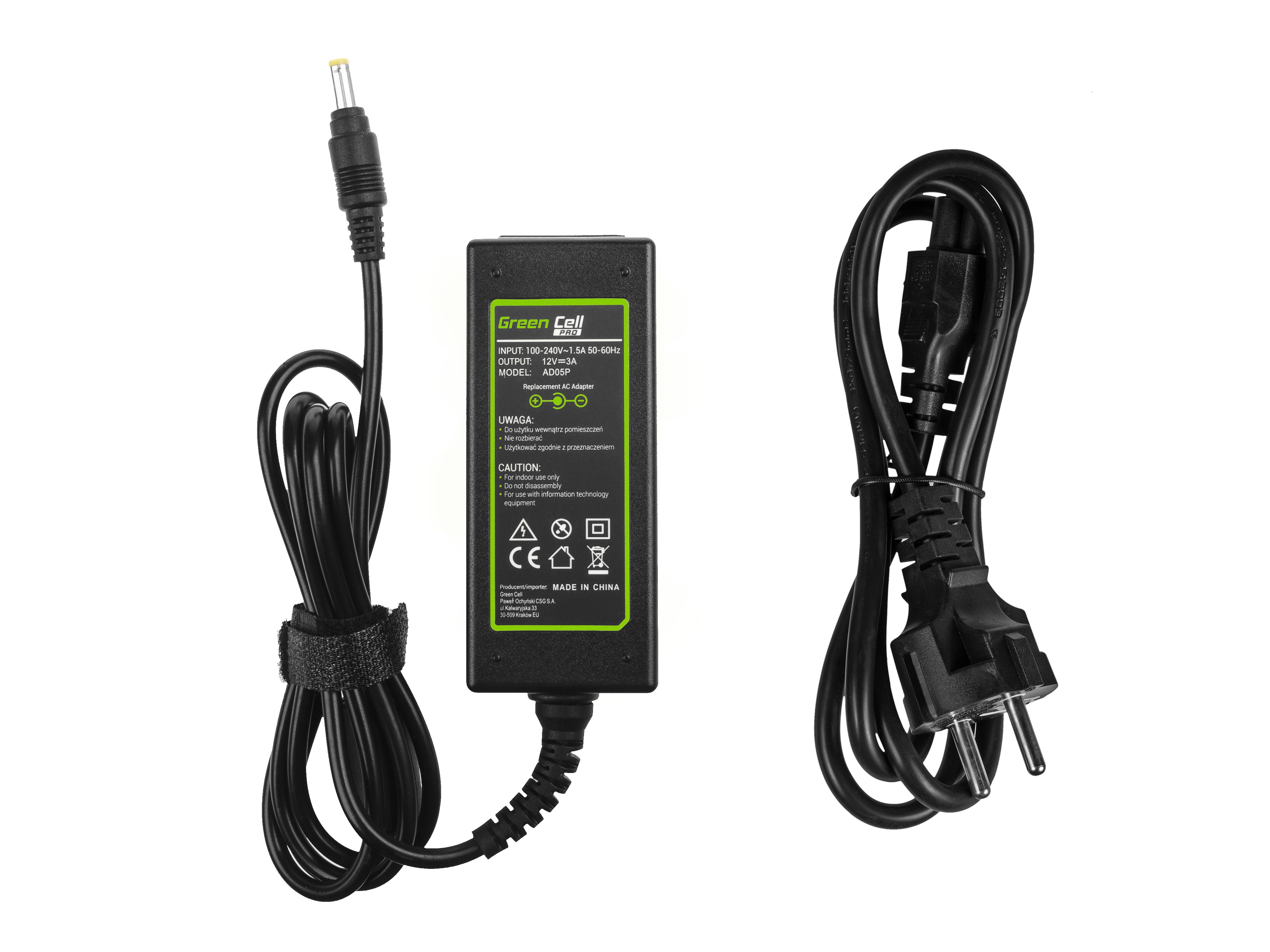 Green Cell PRO laddare / AC Adapter till Asus Eee PC 901 904 -12V 3A 36W