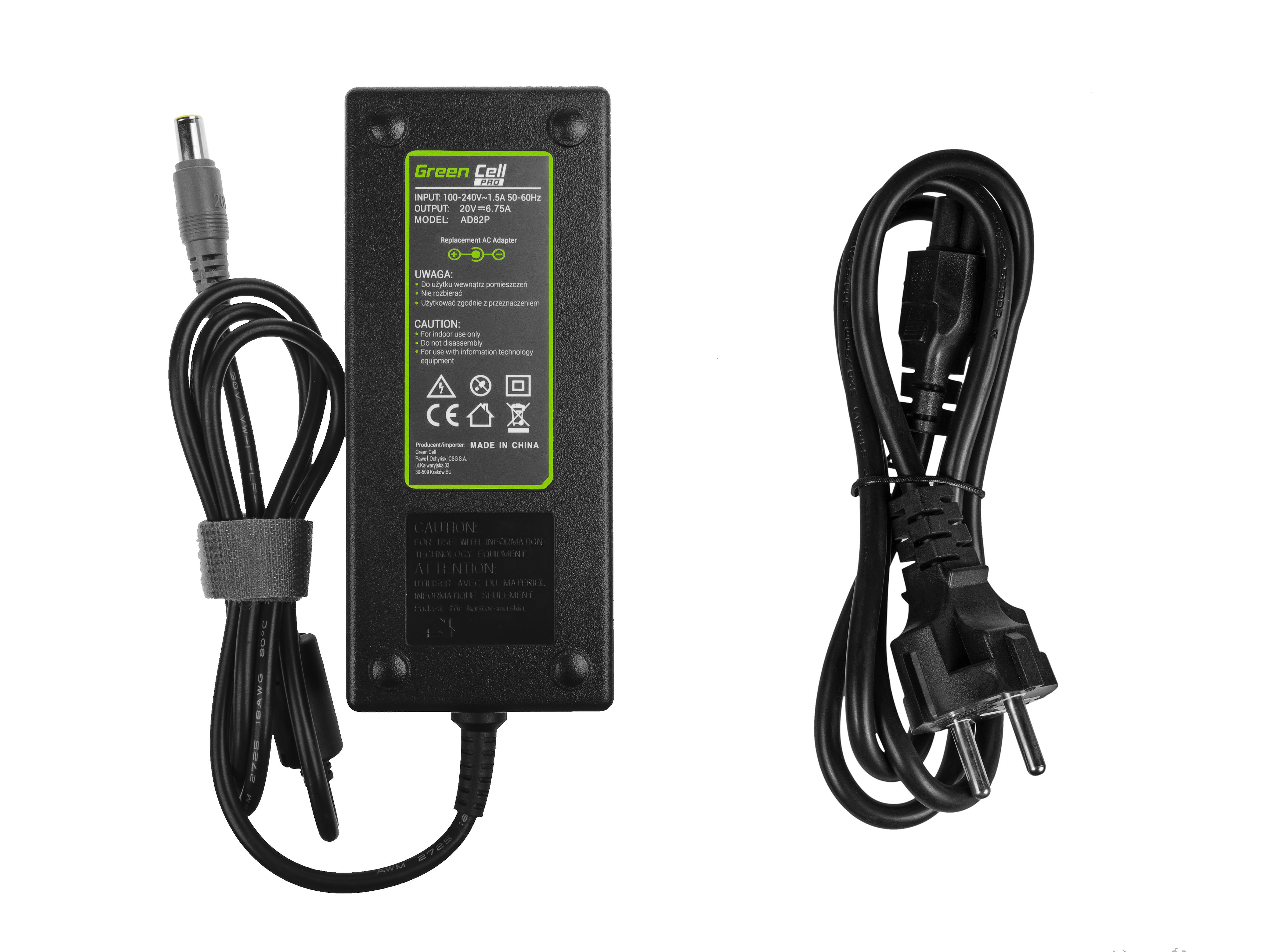 Green Cell PRO laddare / AC Adapter till Lenovo ThinkPad 20V 6.75A 135W