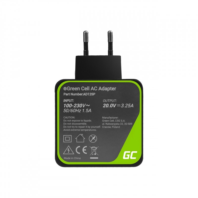 Green Cell PRO laddare / AC Adapter till Lenovo Yoga 20V 3.25A 65W