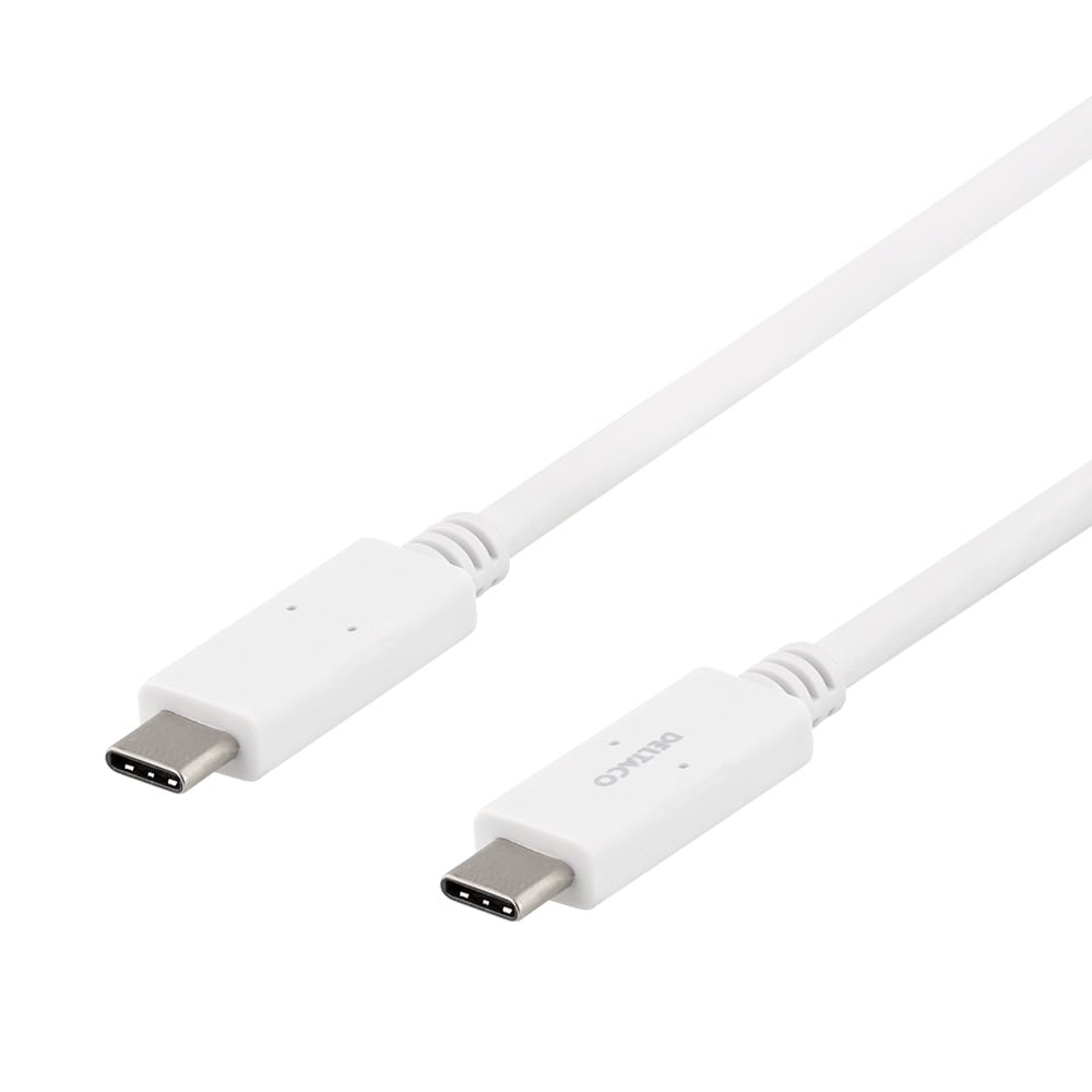 Deltaco USB-C till USB-C Kabel 5Gbit/s 1m - Vit