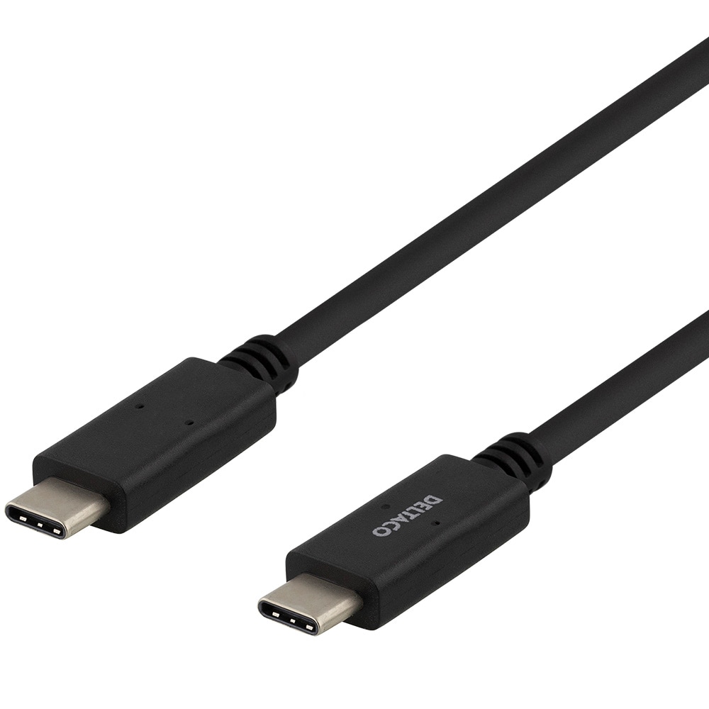 Deltaco USB-C till USB-C Kabel 2m - Svart