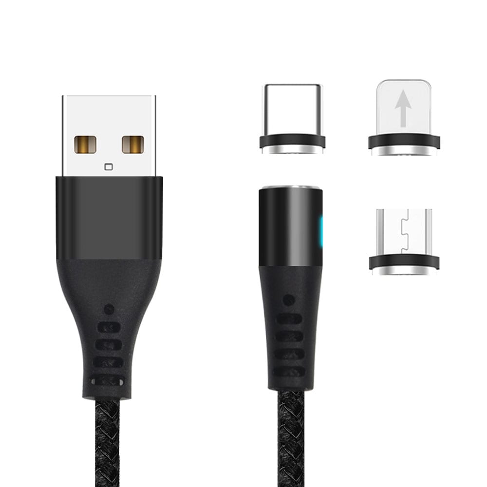 Magnetisk laddadapter till iPhone + USB-C + microUSB - 2A