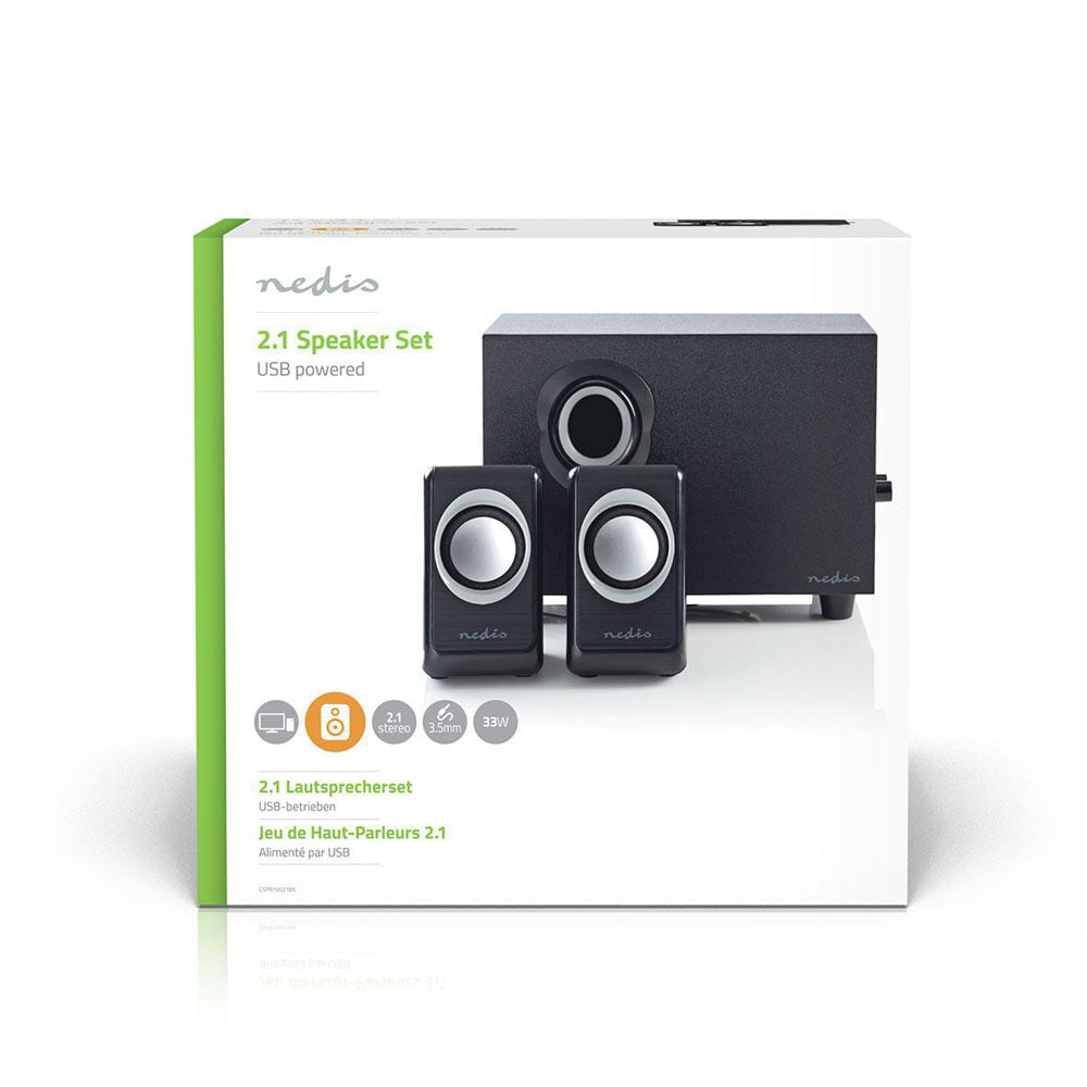 PC-högtalare 2.1 / datorhögtalare med subwoofer / USB-högtalare / högtalarsystem 33 W