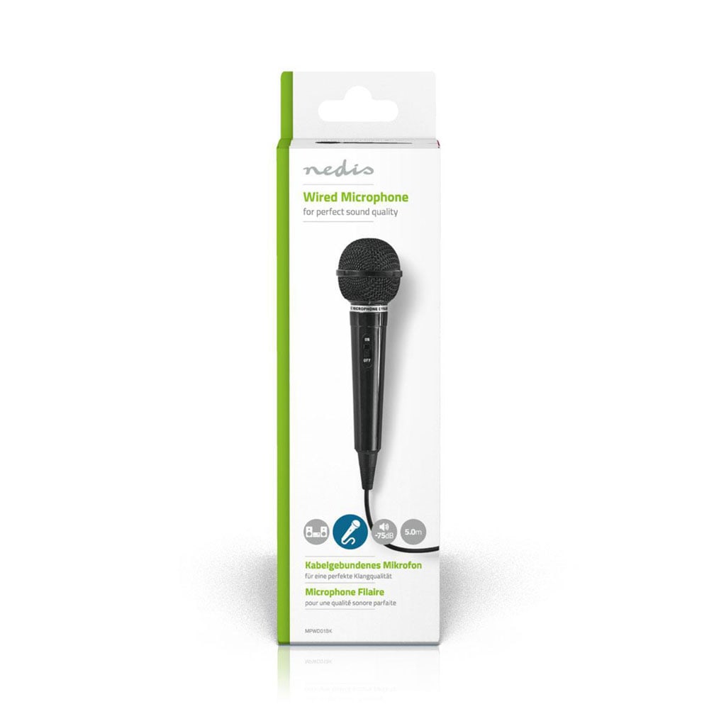 Trådad dynamisk mikrofon med 6,35 mm kabel – 600 Ohm, 80 Hz–12 kHz