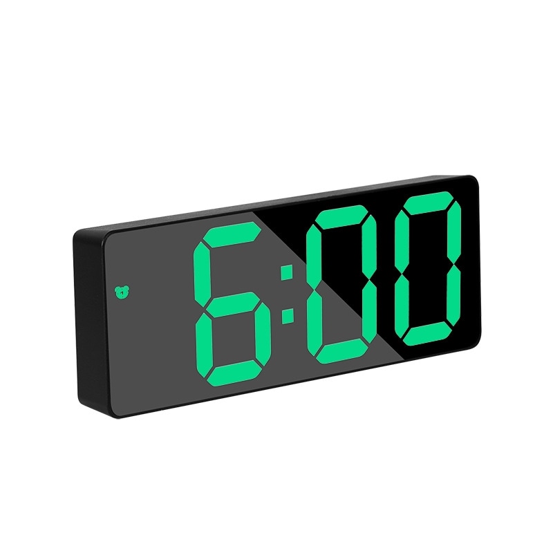 LED Väckarklocka med gröna siffror - Svart