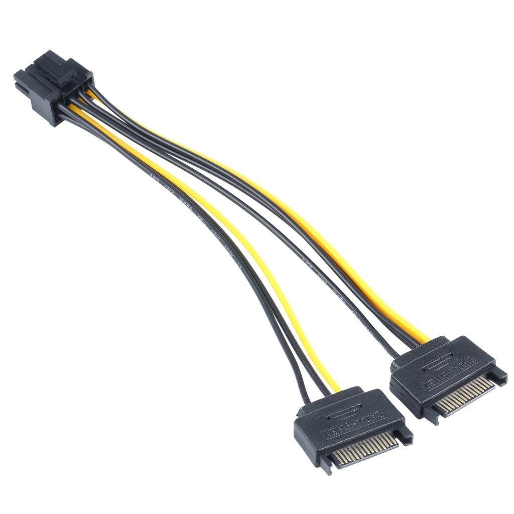 2 x SATA 15 Pin Hane till Grafikkort PCI-e PCIE 8 (6+2) Pin hona strömkabel