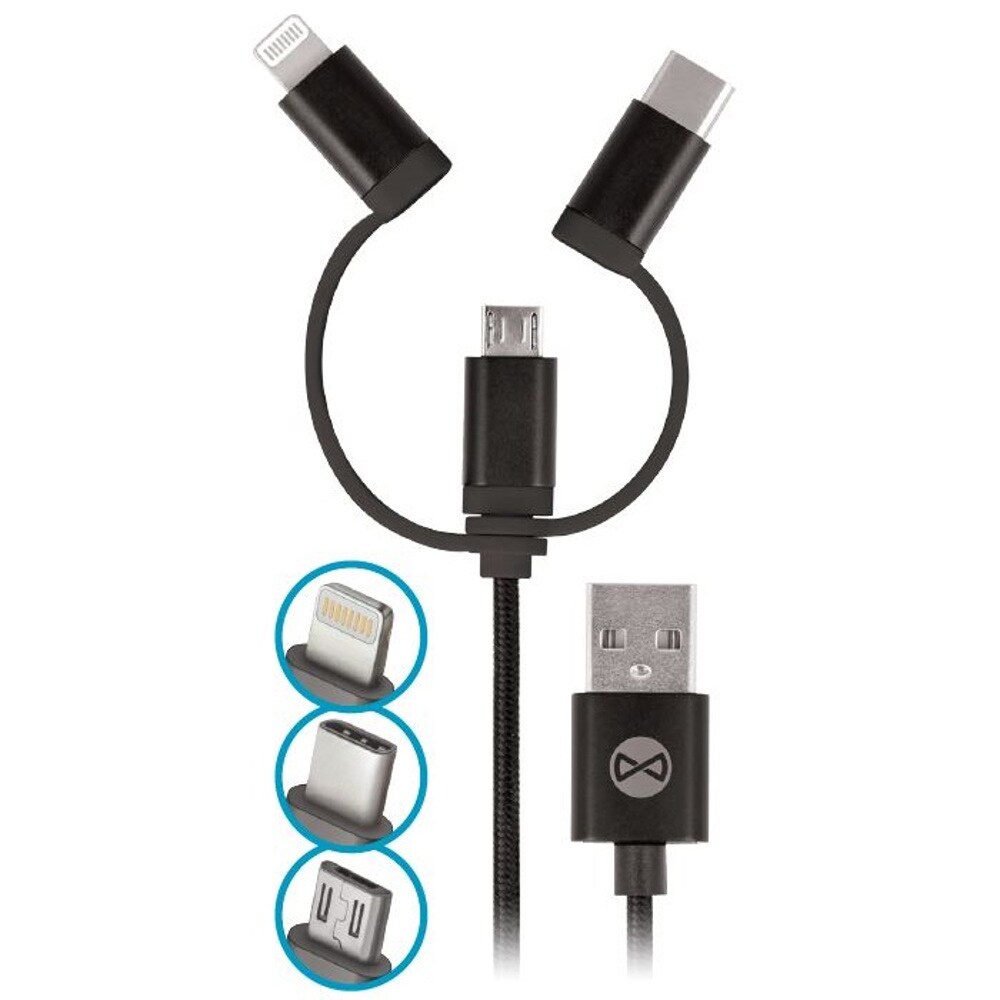 Forever 3i1 Usbkabel till Micro/Lightning/ USB typ-C
