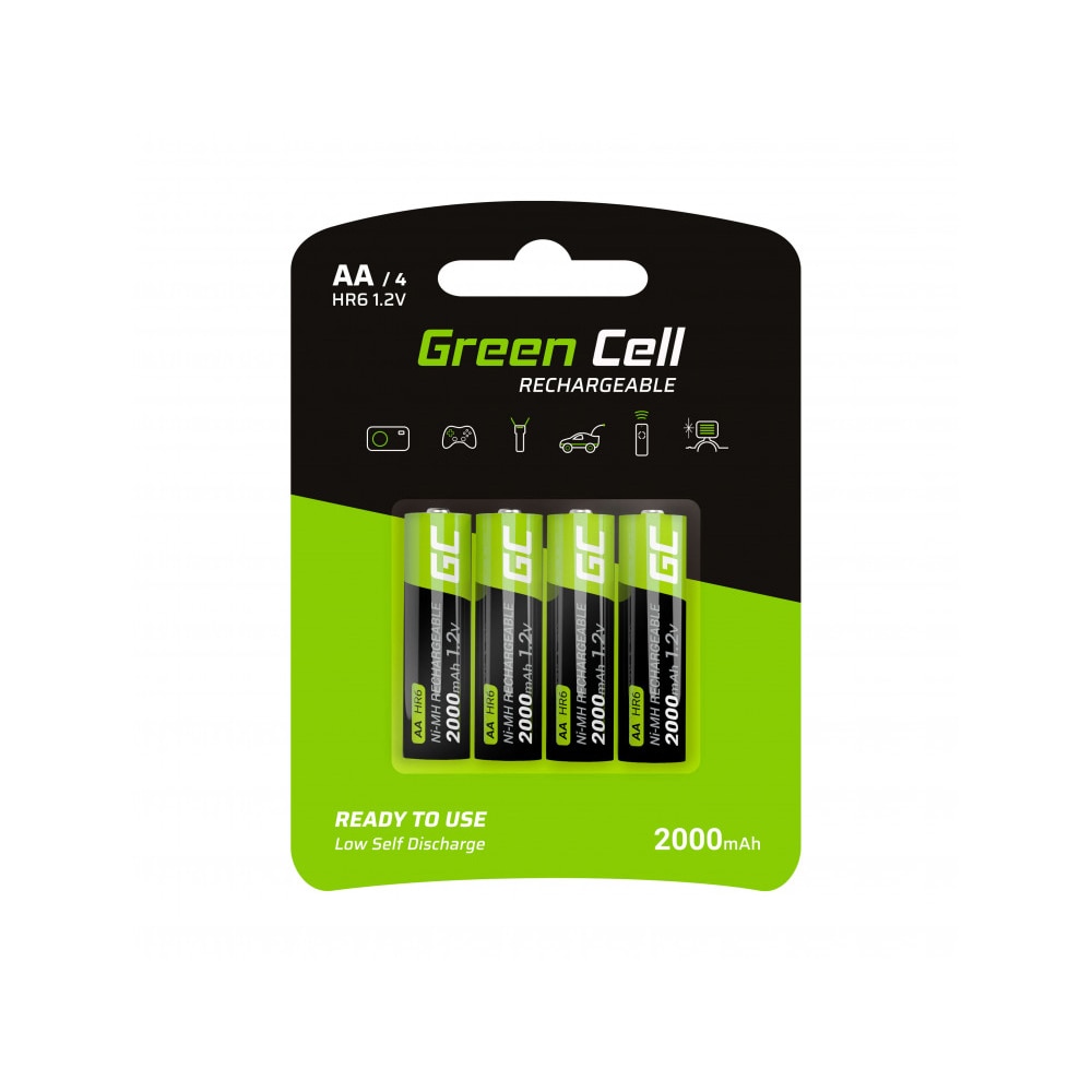 Green Cell Uppladdningsbara AA 2000mAh- 4-pack