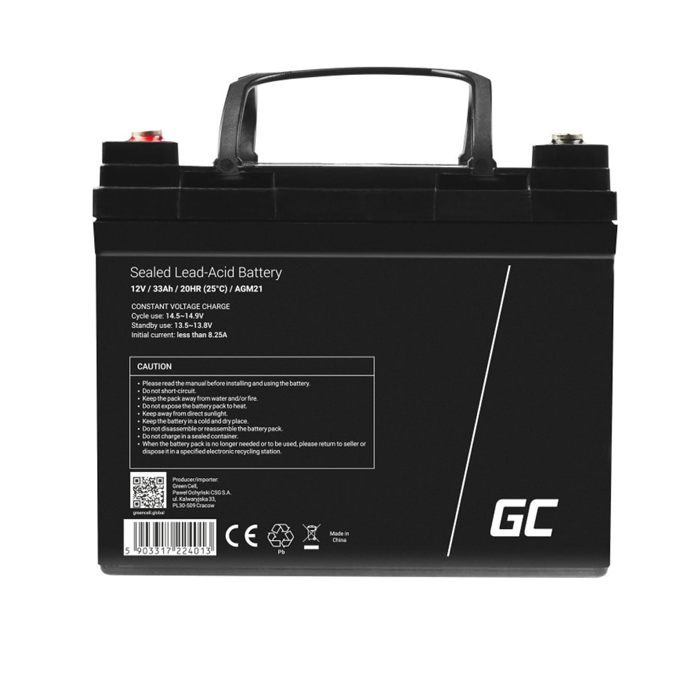 Green Cell AGM Batteri 12V 33Ah