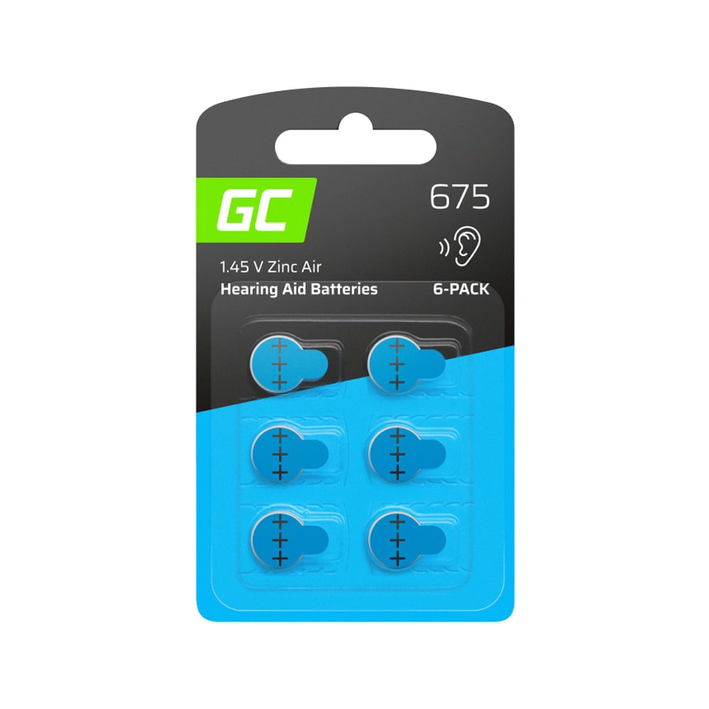 Green Cell 6x Batteri för hörapparater Typ 675