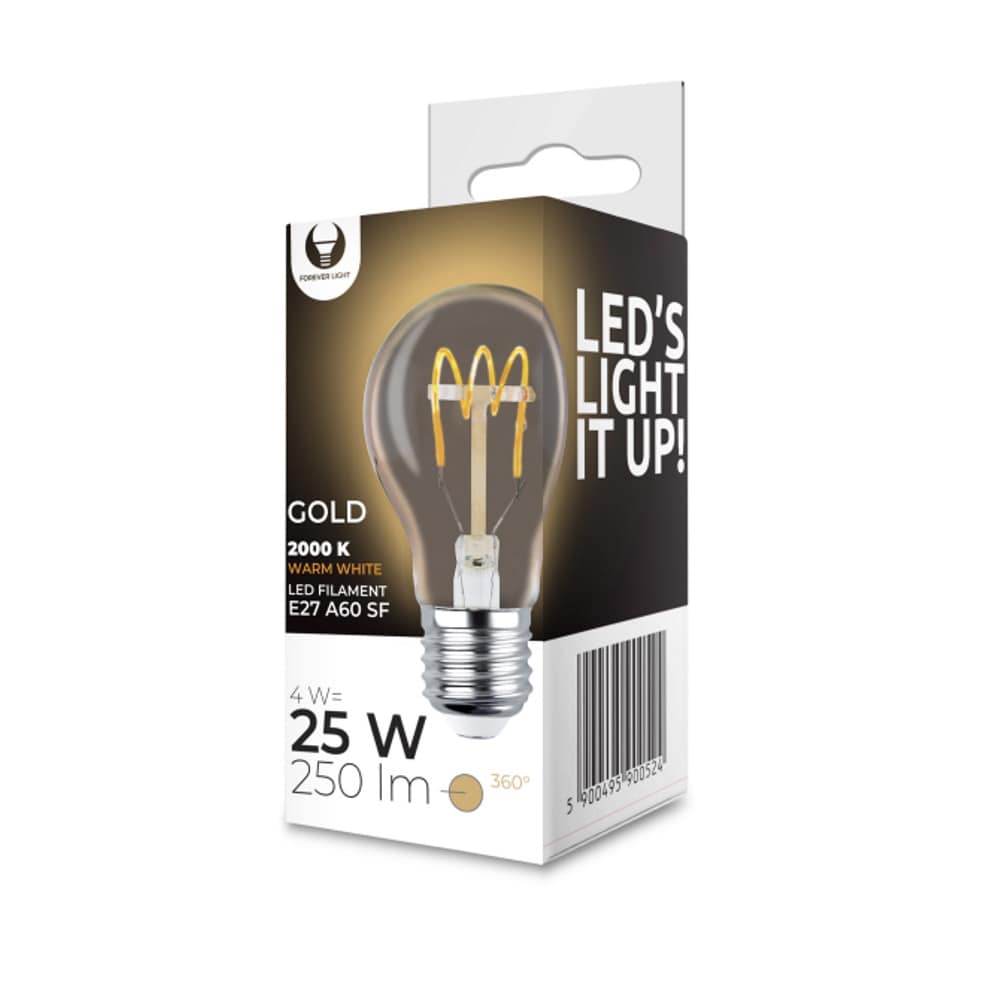 Forever LED-lampa E27 A60 4W 2000K 250lm Guld