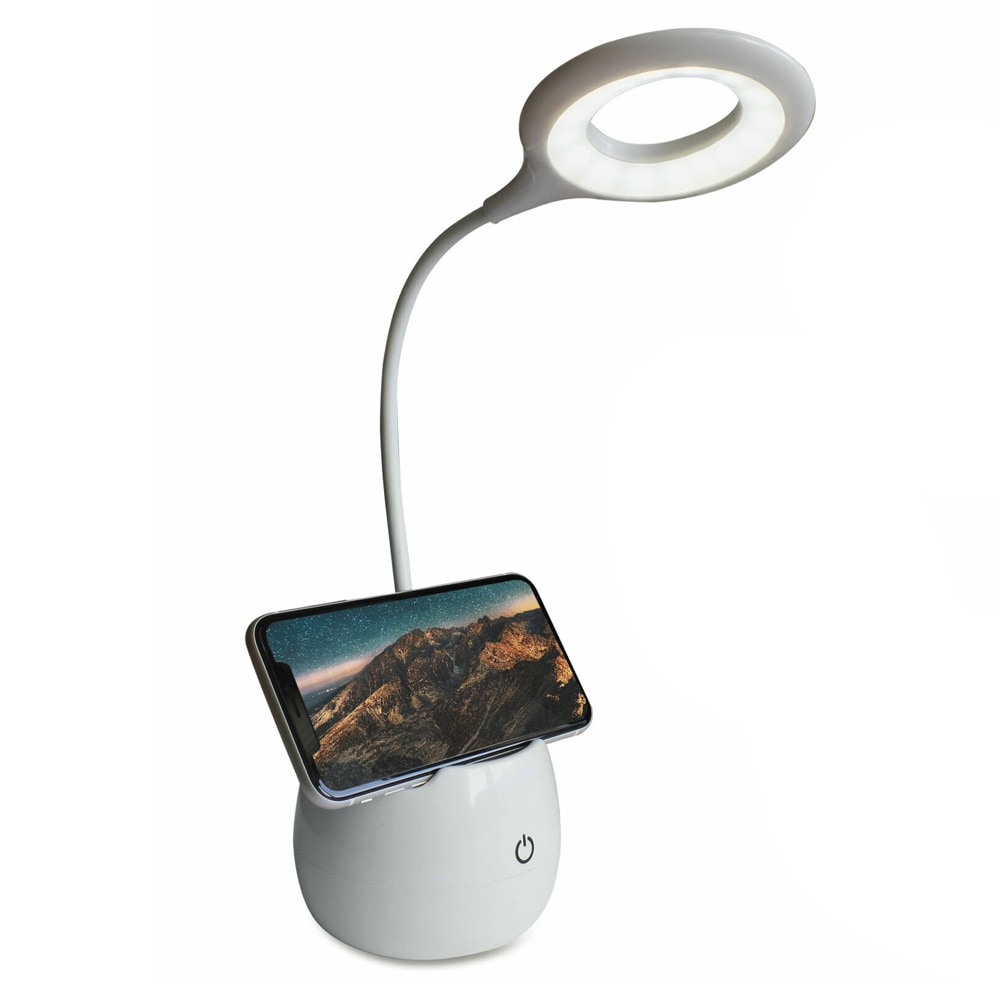 LED-skrivbordslampa med mobilhållare