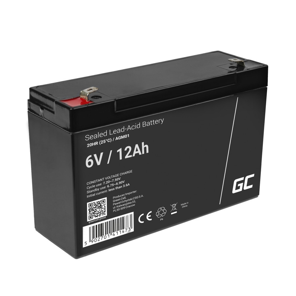 Green Cell AGM Batteri 6V 12Ah