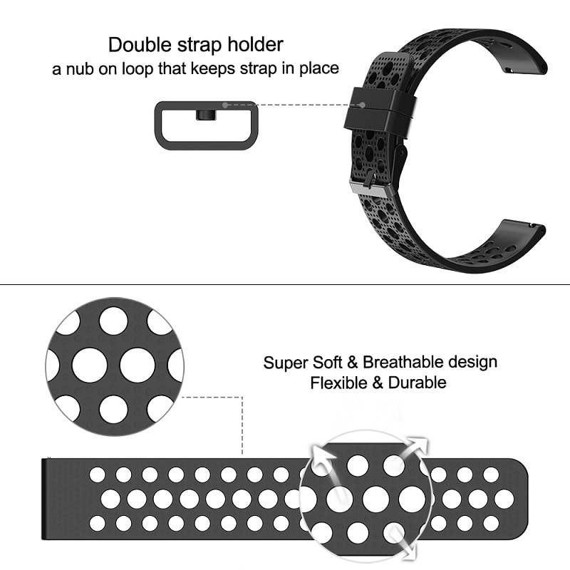 Armband i silikon till Samsung Smart Watches 20mm - Svart