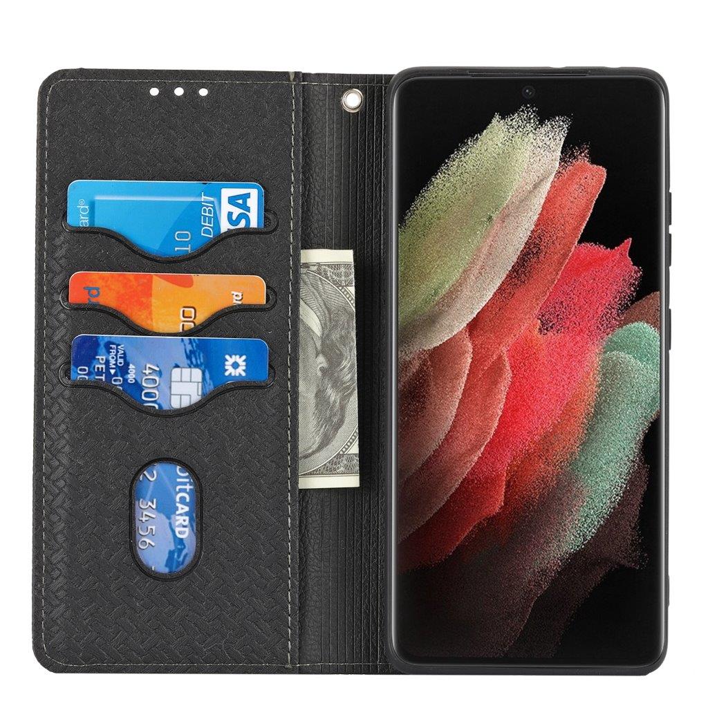 Mobilfodral med band och kortfack till Samsung Galaxy S21 Ultra 5G - Svart