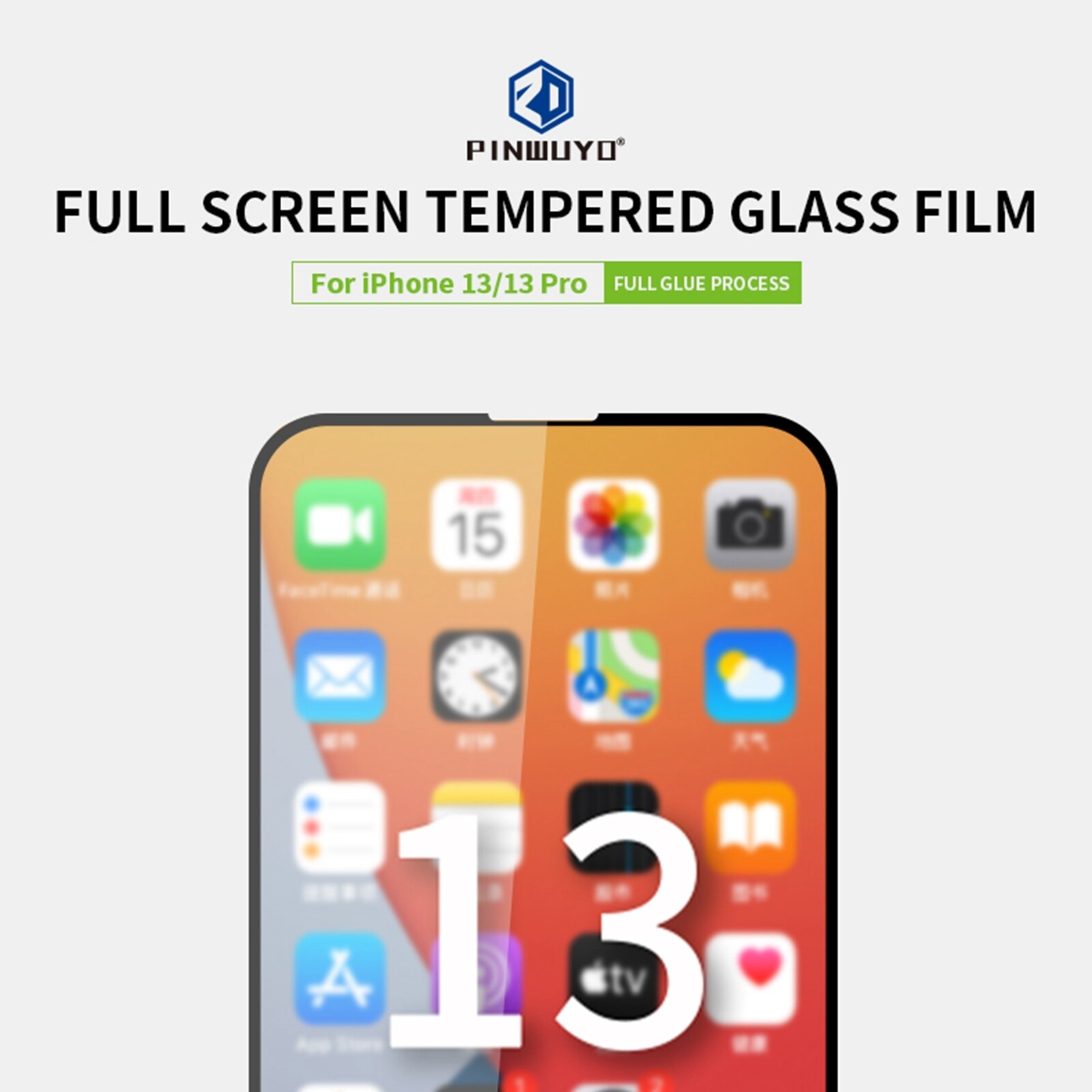 Skärmskydd 9H och 2.5D med härdat glas till iPhone 13 / 13 Pro - Svart