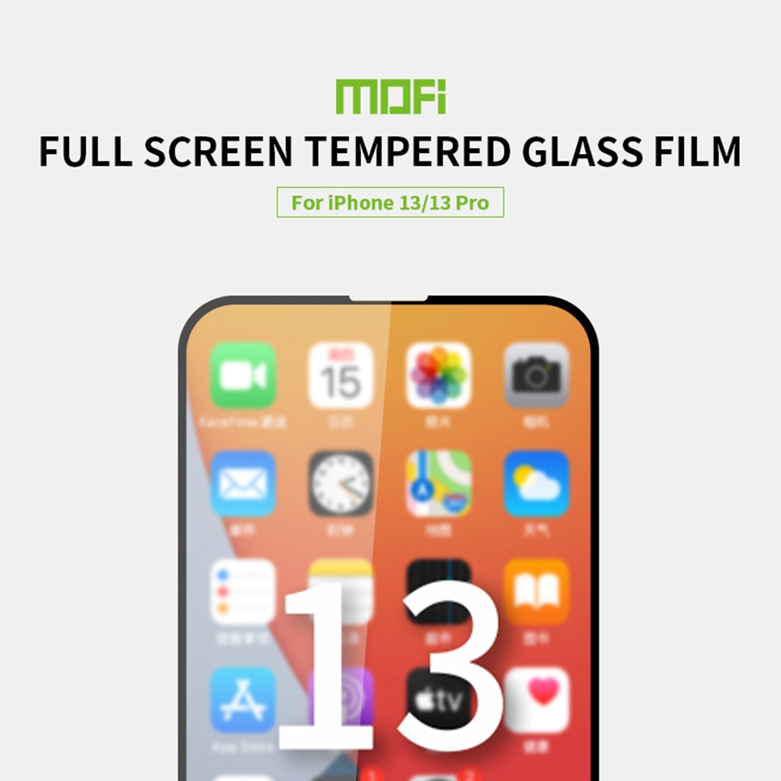 2.5D fullskärmsskydd med härdat glas till iPhone 13 / 13 Pro - Svart