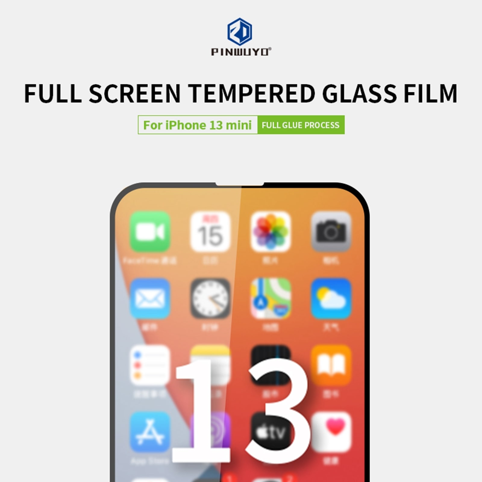 Skärmskydd 9H och 2.5D med härdat glas till iPhone 13 mini - Svart