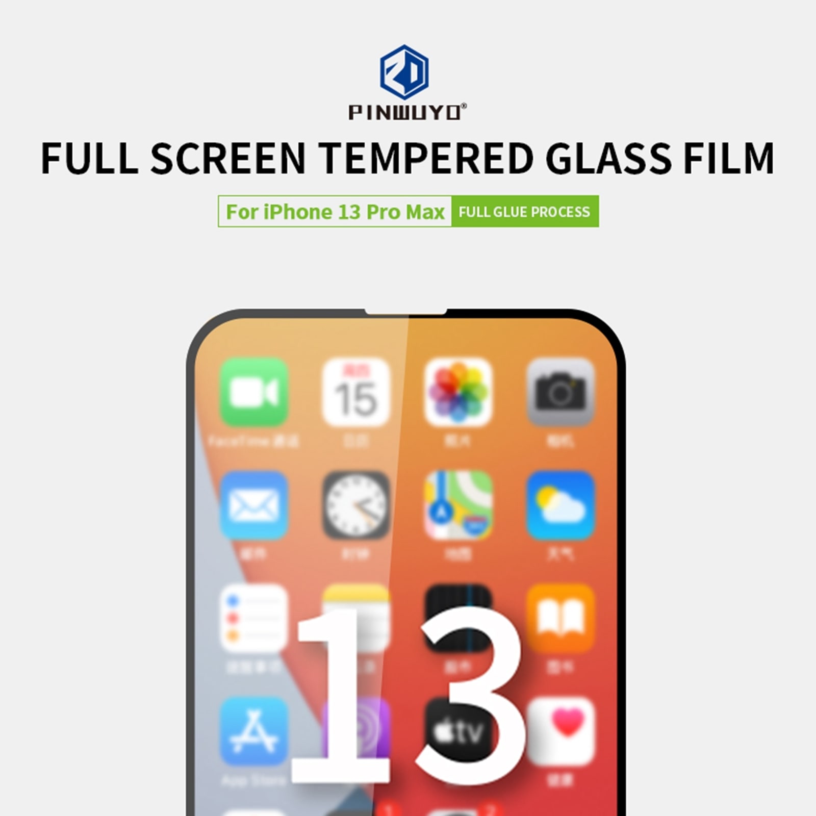 Skärmskydd 9H och 2.5D med härdat glas till iPhone 13 Pro Max - Svart