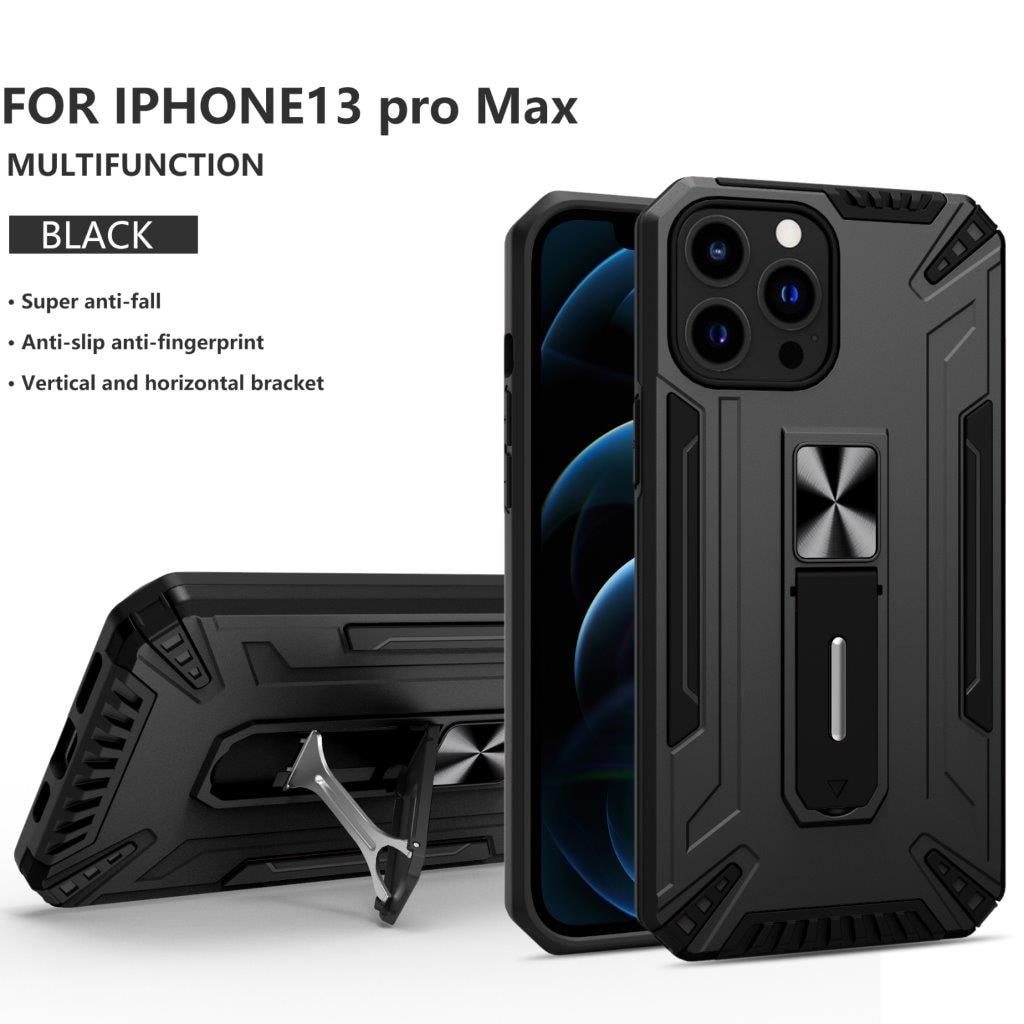 Stötsäkert skyddsskal med hållare till iPhone 13 Pro Max - Svart