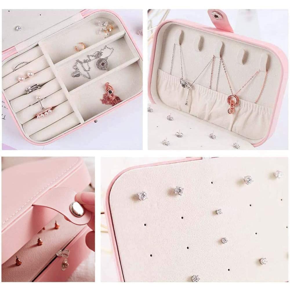 Smyckeskrin rosa / smyckesförvaring / smyckesbox för ringar och halsband / reseetui för smycken
